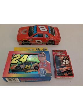 Nascar Collectible Tin, Playing Cards In Box Racing Lot Of 3